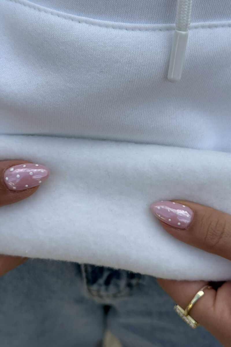 KNITTED FRONT FLOWER DESIGN FLUFFY WOMEN HOODIE WHITE-E BARDHE - 6