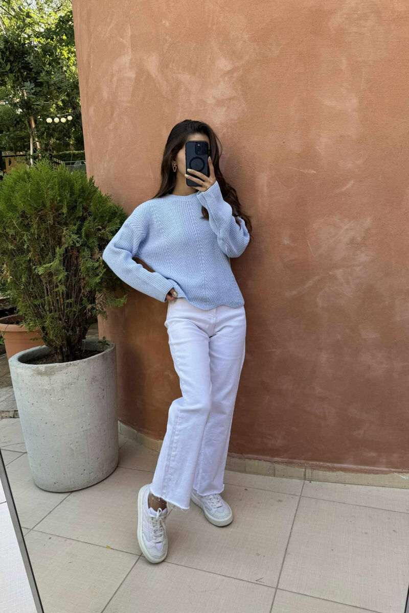 KNITTED ONE COLOR SIMPLE WOMEN SWEATER BEAUBLUE/BBL - 2
