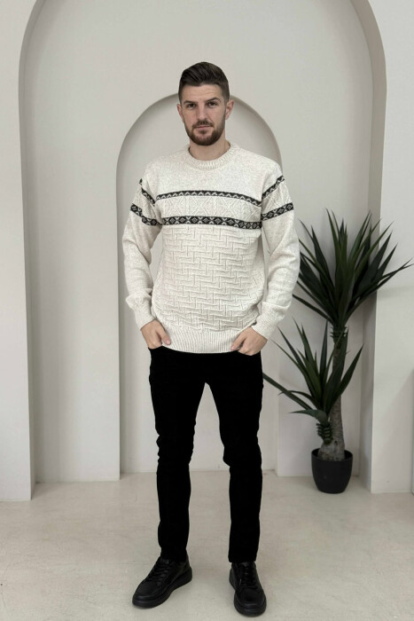 TRIKO E THURRUR ME JAKE TE RRUMBULLAKET PER MESHKUJ NE NGJYRE BEZHE - KLAUDIO FASHION