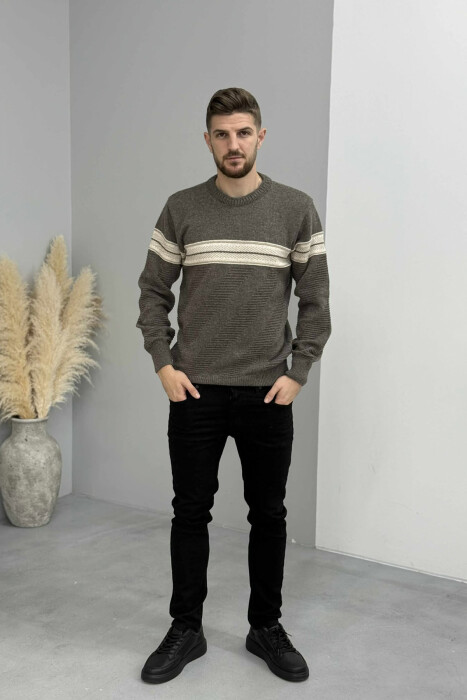 TRIKO E THURRUR ME JAKE TE RRUMBULLAKET PER MESHKUJ NE NGJYRE KAFE - KLAUDIO FASHION