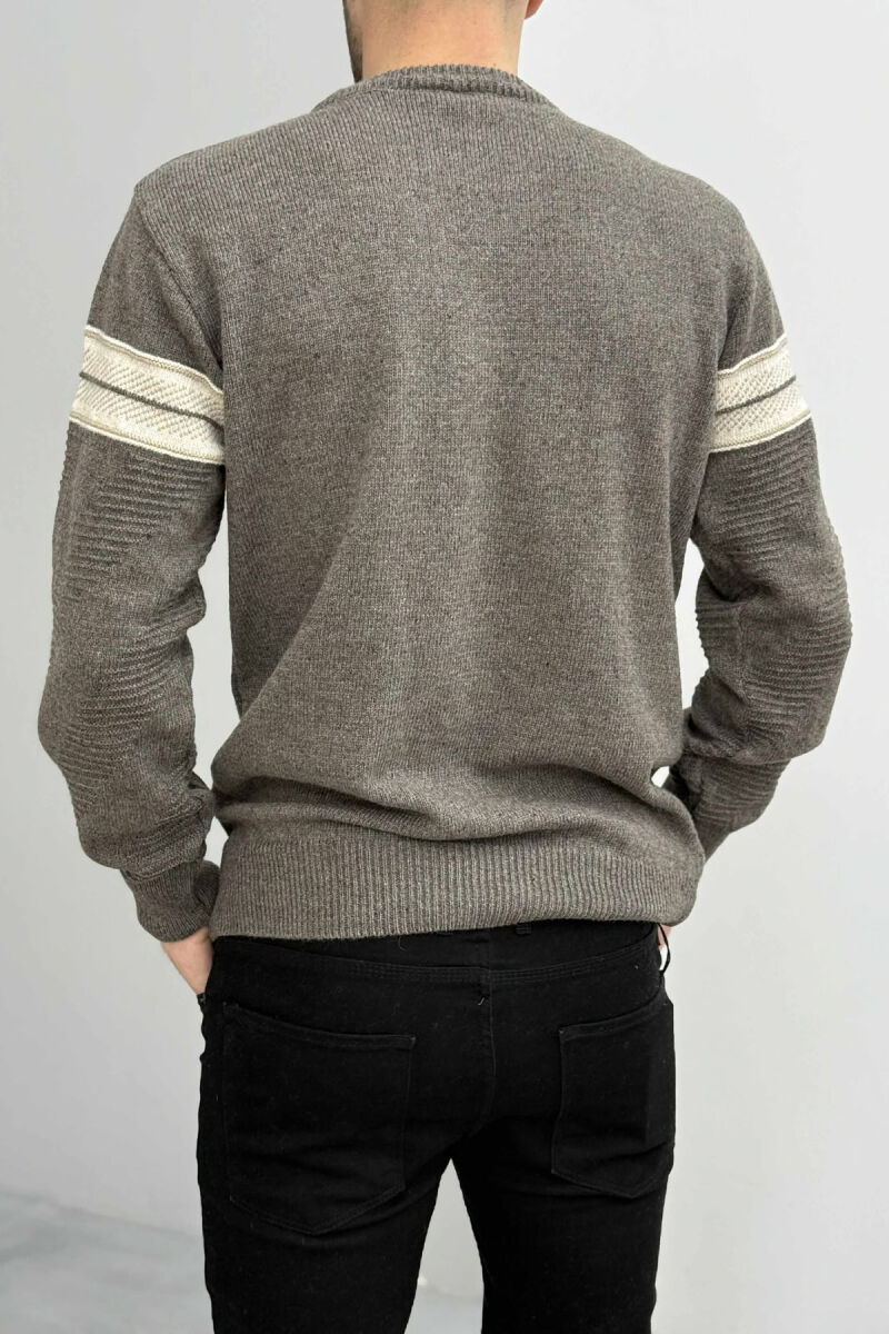 KNITTED ROUND NECK MEN SWEATER BROWN/KAFE - 4