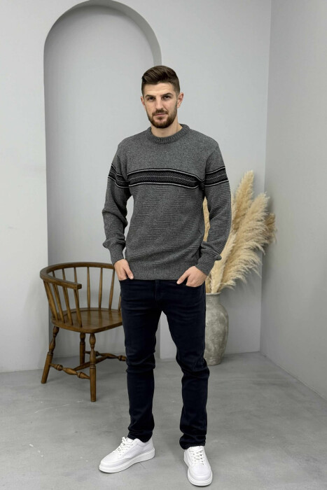 TRIKO E THURRUR ME JAKE TE RRUMBULLAKET PER MESHKUJ NE NGJYRE GRI - KLAUDIO FASHION