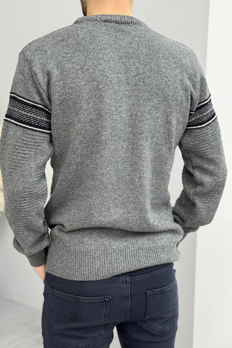 KNITTED ROUND NECK MEN SWEATER GREY/GRI - 4