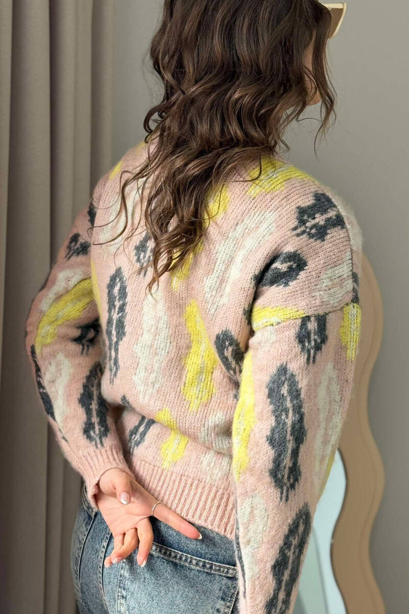 KNITTED ROUND NECK WOMEN SWEATER POWDER/PUDER - 2