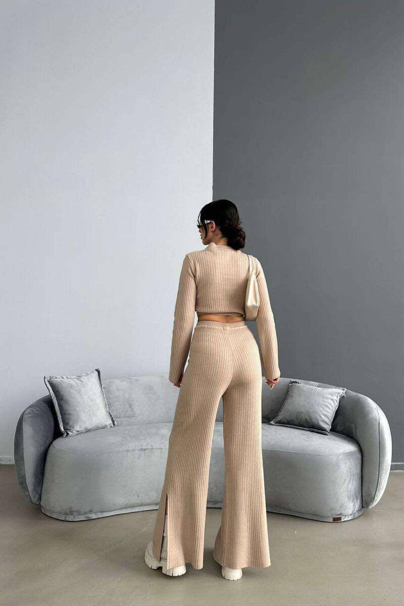 KNITTED SIMPLE ONE COLOR TWO PIECE SETS BEIGE/BEZHE - 6