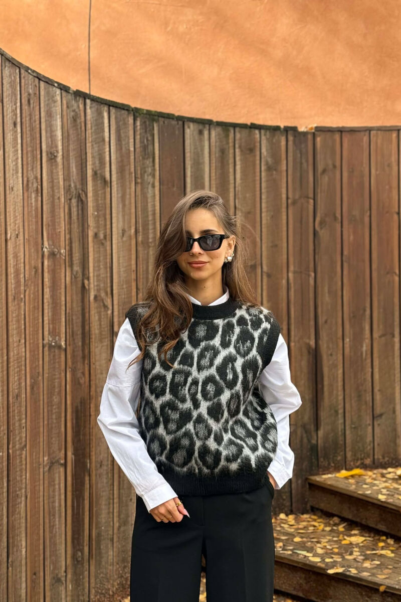 KNITTED SIMPLE WOMEN VEST BLACK/ E ZEZE - 2