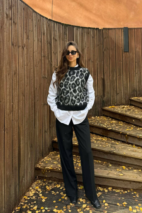 KNITTED SIMPLE WOMEN VEST BLACK/ E ZEZE - KLAUDIO FASHION