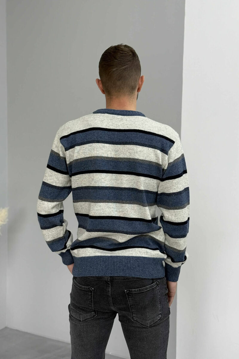 KNITTED STRIPE DESIGN MEN SWEATER BLUE/BLU - 4