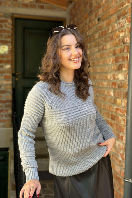 KNITTED SWEATER FOR WOMAN GREY/GRI 