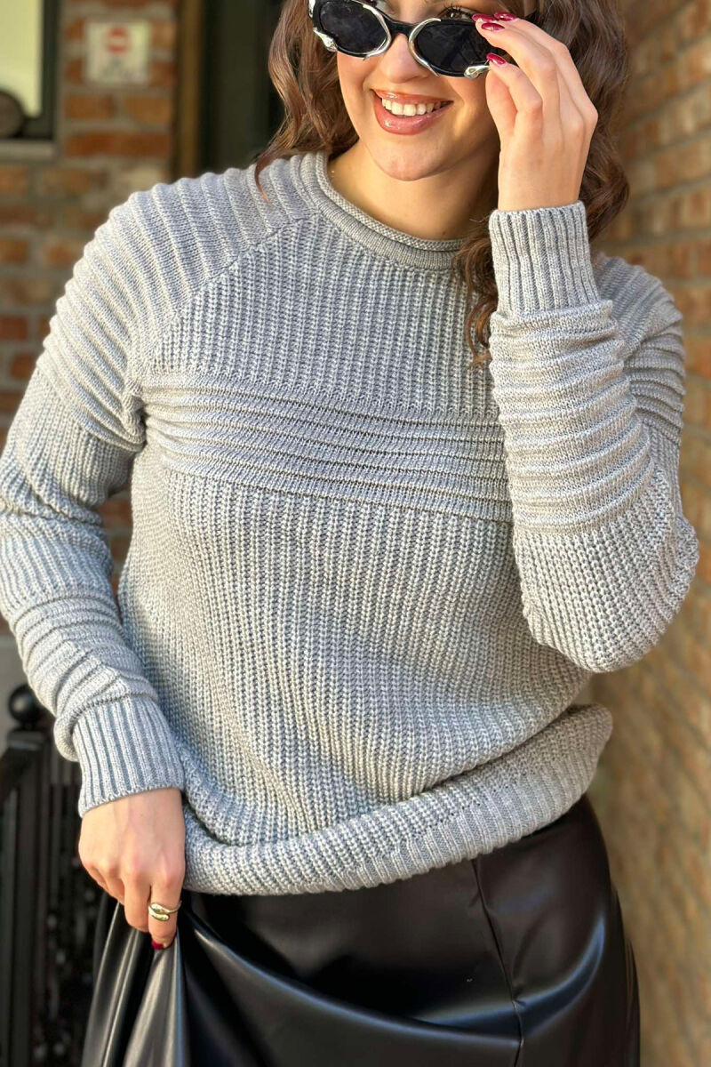 KNITTED SWEATER FOR WOMAN GREY/GRI - 3