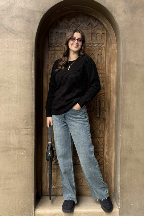 KNITTED SWEATER FOR WOMEN BLACK/ E ZEZE 