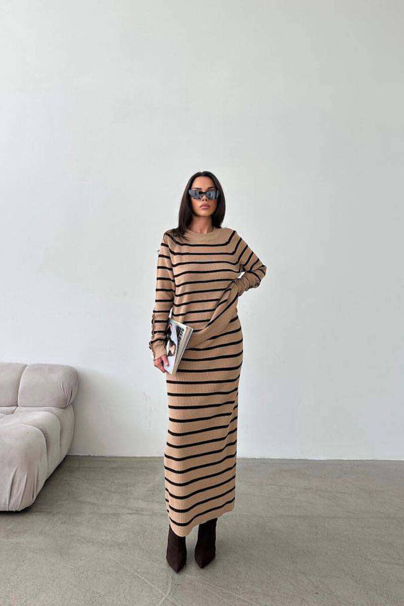 KNITTED TWO COLORS WOMAN TWO PIECE SETS BEIGE/BEZHE - 1