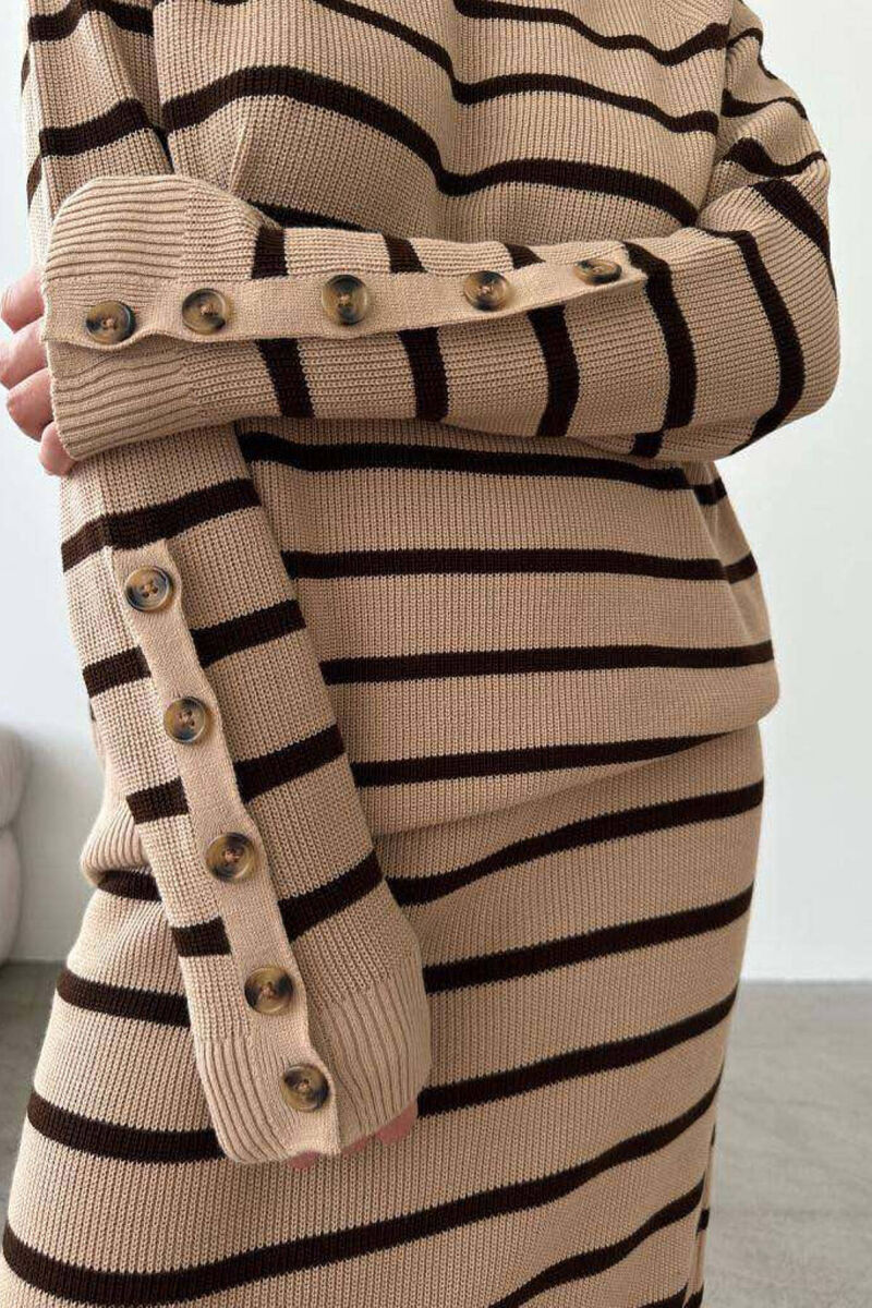 KNITTED TWO COLORS WOMAN TWO PIECE SETS BEIGE/BEZHE - 2