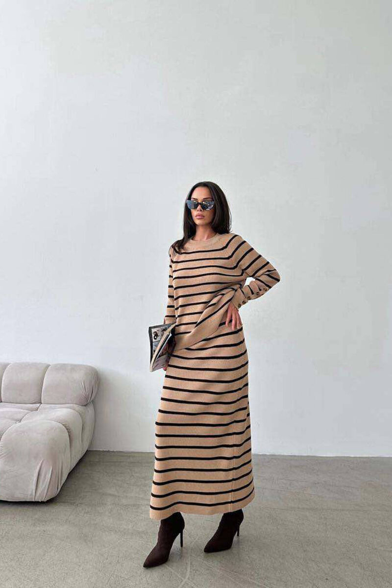KNITTED TWO COLORS WOMAN TWO PIECE SETS BEIGE/BEZHE - 3