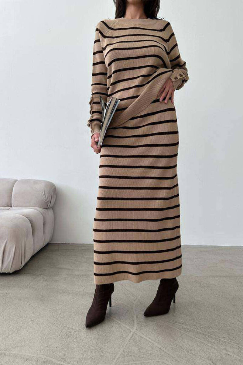 KNITTED TWO COLORS WOMAN TWO PIECE SETS BEIGE/BEZHE - 5