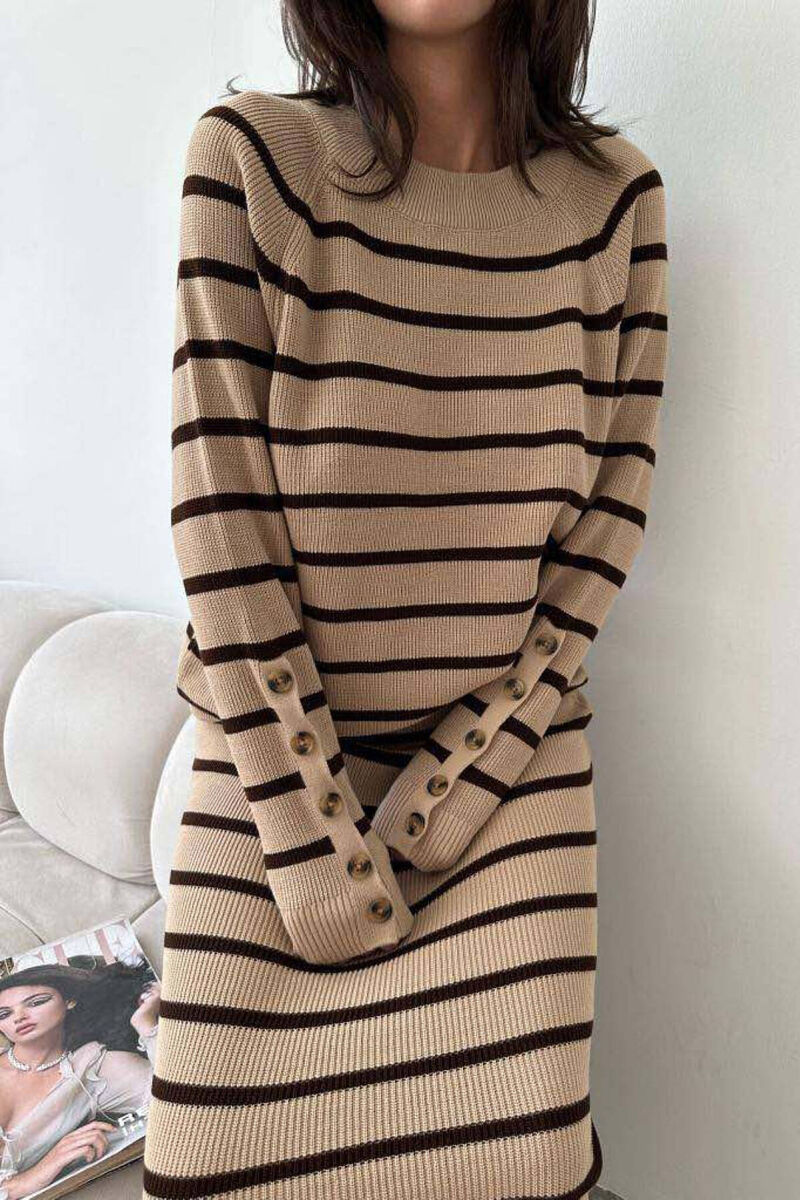 KNITTED TWO COLORS WOMAN TWO PIECE SETS BEIGE/BEZHE - 6