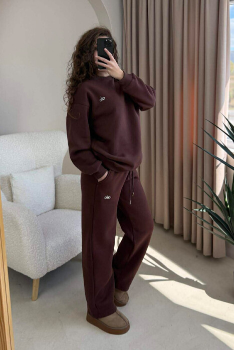 KOSTUM ALO ME PUSH BLUZË+TUTA PËR FEMRA NË NGJYRË KAFE - 2