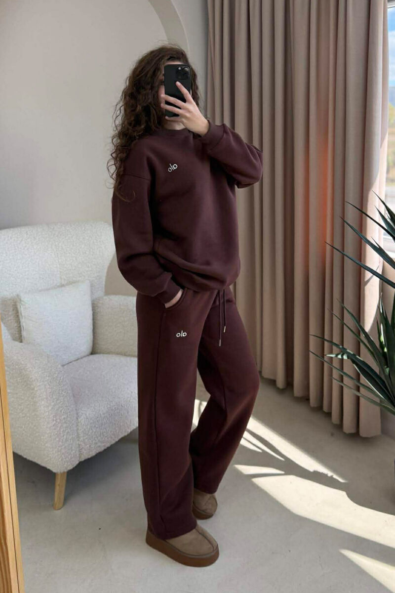 KOSTUM ALO ME PUSH BLUZË+TUTA PËR FEMRA NË NGJYRË KAFE - 2