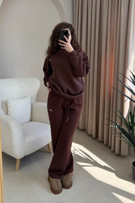 KOSTUM ALO ME PUSH BLUZË+TUTA PËR FEMRA NË NGJYRË KAFE - 3