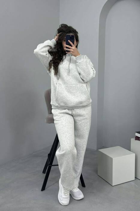 KOSTUM ALO ME PUSH HOODIE+TUTA PËR FEMRA NË NGJYRË GRI TË ZBARDHUR - 1