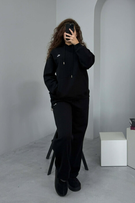 KOSTUM ALO ME PUSH HOODIE+TUTA PËR FEMRA NË NGJYRË TË ZEZË - 1