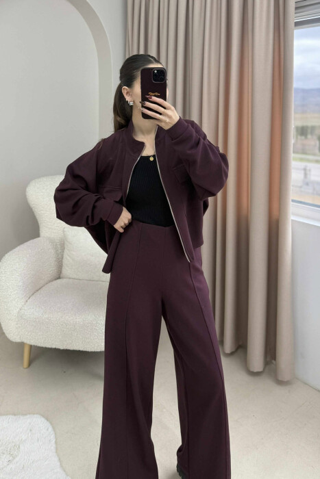 KOSTUM I THJESHTE NJE NGJYRESH XHAKETE ME ZINXHIR+ PANATALLONA PER FEMRA NE NGJYRE VISHNJE - 4