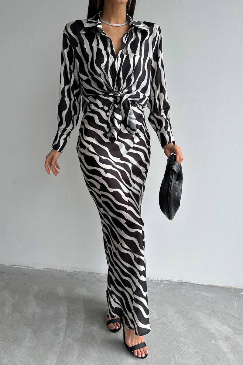 KOSTUM KËMISHË+FUND ME DIZENJO ZEBRA PËR FEMRA NË NGJYRËN E ZEZË-GRI - 5