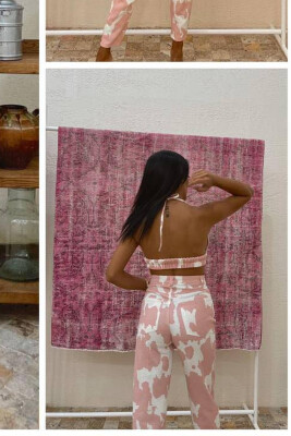 KOSTUM ME PANTALLONA DHE CROP PËR FEMRA NË NGJYRËN PUDËR - 2