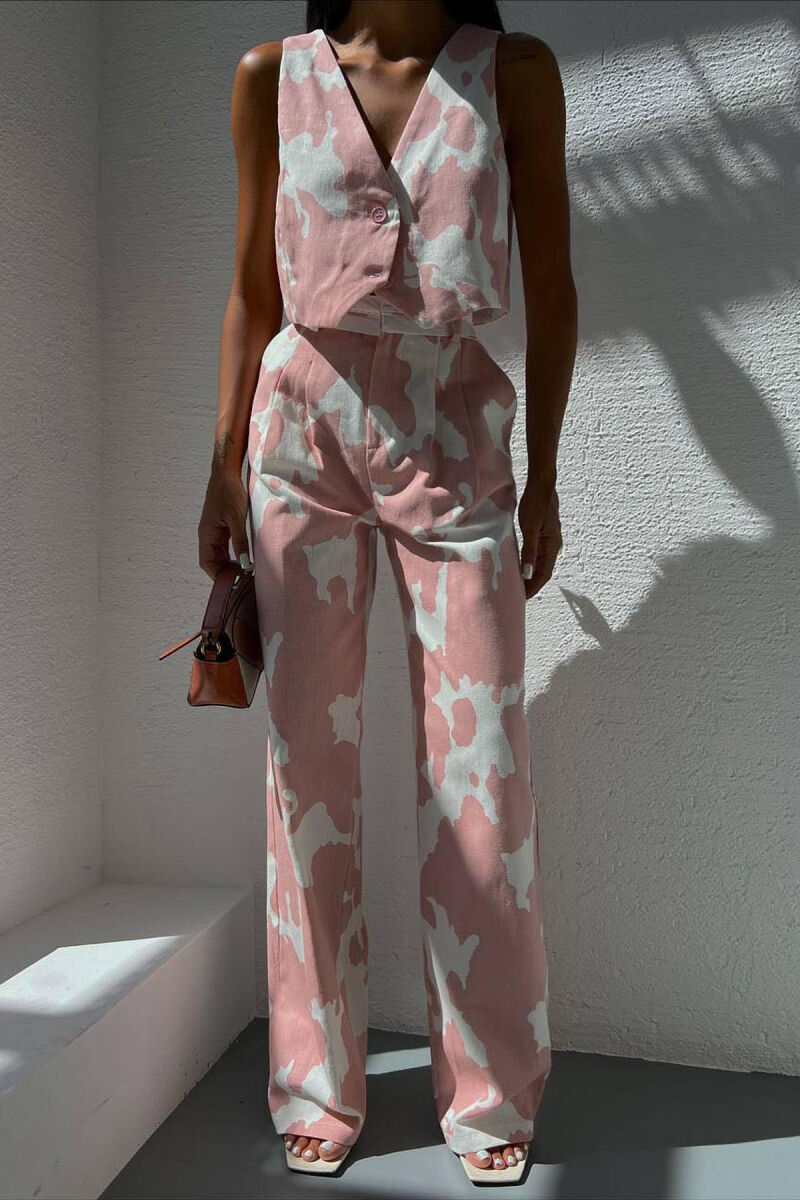 KOSTUM ME PANTALLONA DHE JELEK PËR FEMRA NË NGJYRËN PUDËR - 2