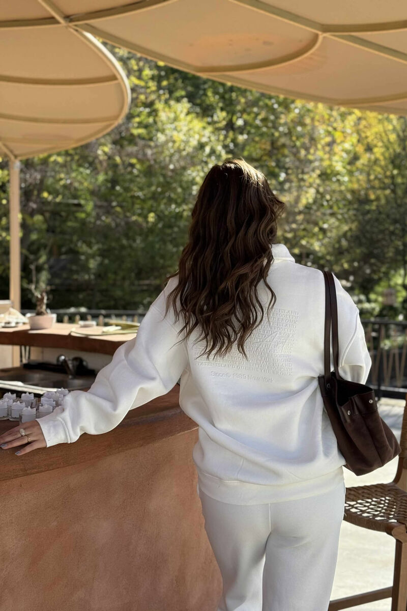 KOSTUM ME PUSH BLUZË ME JAKË POLO+TUTA PËR FEMRA NË NGJYRË TË BARDHË - 3