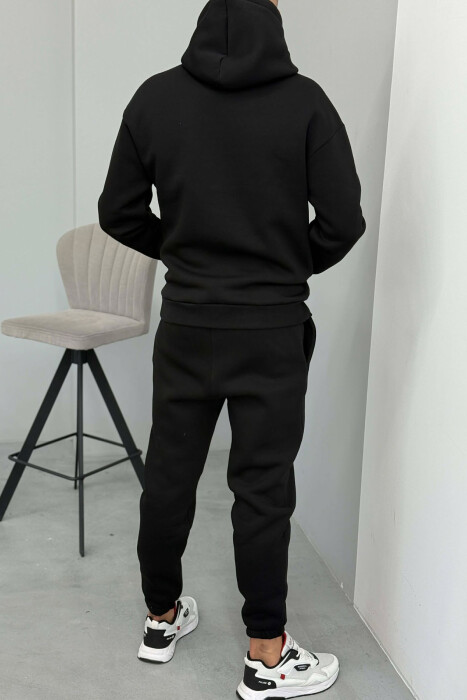 KOSTUM ME PUSH HOODIE DHE TUTA NJË NGJYRËSHE PËR MESHKUJ NË NGJYRËN E ZEZË - 5