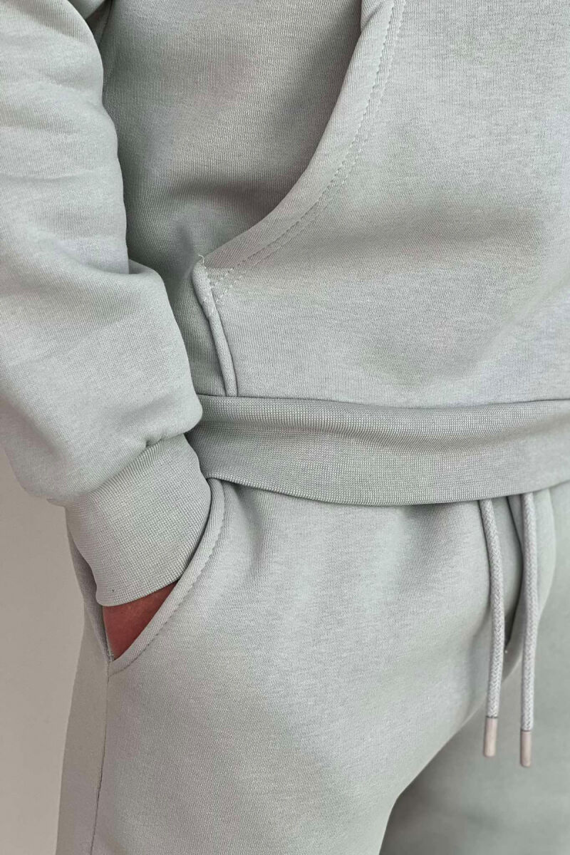 KOSTUM ME PUSH HOODIE DHE TUTA NJË NGJYRËSHE PËR MESHKUJ NË NGJYRËN MENTE - 5