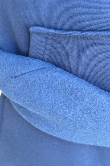 KOSTUM ME PUSH HOODIE+TUTA ME DIZAJN TË THJESHTË PËR MESHKUJ NË NGJYRËN BLU E ERRËT - 2