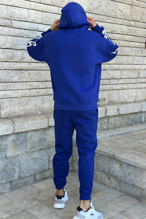 KOSTUM ME PUSH HOODIE+TUTA ME DIZAJN TË THJESHTË PËR MESHKUJ NË NGJYRËN BLU - 5