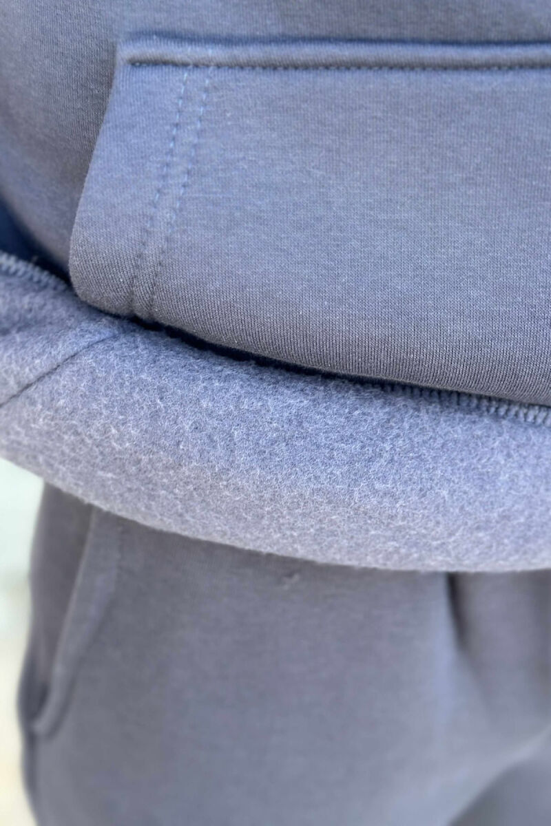 KOSTUM ME PUSH HOODIE+TUTA ME DIZAJN TË THJESHTË PËR MESHKUJ NË NGJYRËN GRI E ERRËT - 3