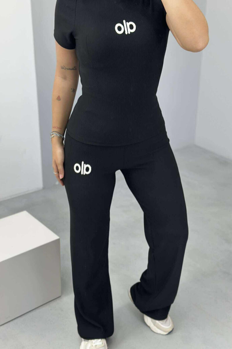 KOSTUM ME SHKRIM ALO T-SHIRT+PANTALLONA PËR FEMRA NË NGJYRËN E ZEZË - 4