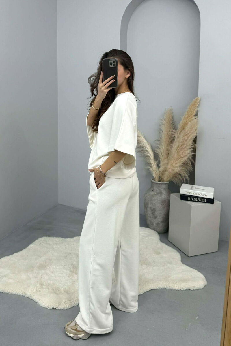 ONE COLOR T-SHIRT+SWEATPANTS WOMEN SET WHITE-E BARDHE - 3