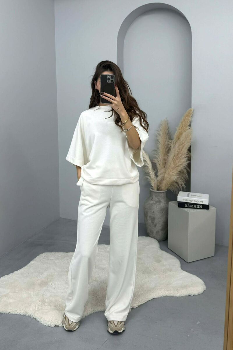 ONE COLOR T-SHIRT+SWEATPANTS WOMEN SET WHITE-E BARDHE - 2