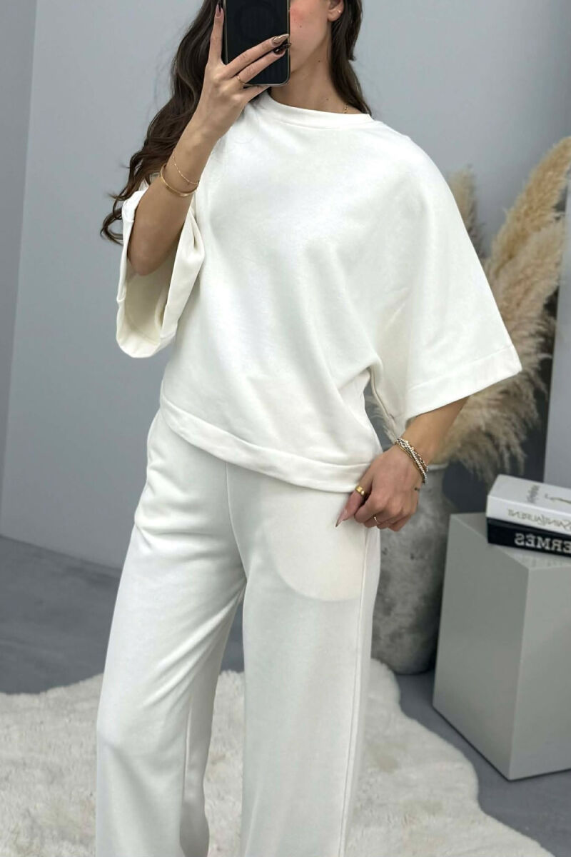 ONE COLOR T-SHIRT+SWEATPANTS WOMEN SET WHITE-E BARDHE - 4