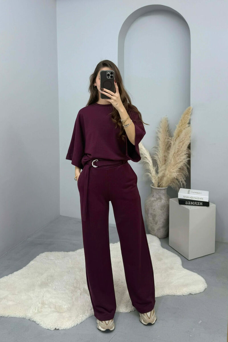 KOSTUM NJE NGJYRESH BLUZE+TUTA PER FEMRA NE NGJYRE VISHNJE - 2