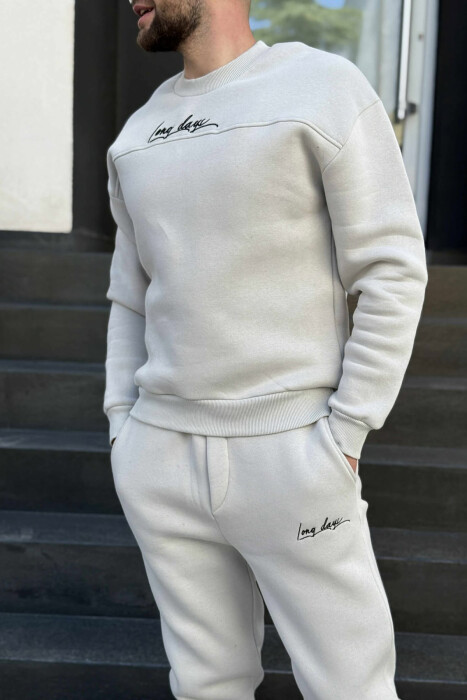 KOSTUM NJË NGJYRËSH BLUZË+TUTA PËR MESHKUJ NË NGJYRËN GRI TË ZBARDHUR - 2