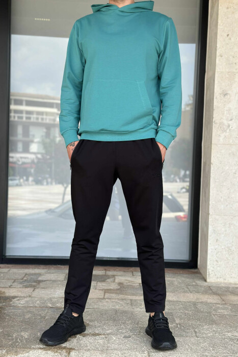 KOSTUM NJËNGJYRËSH HOODIE+TUTA PËR MESHKUJ NË NGJYRË GURKALI - 1