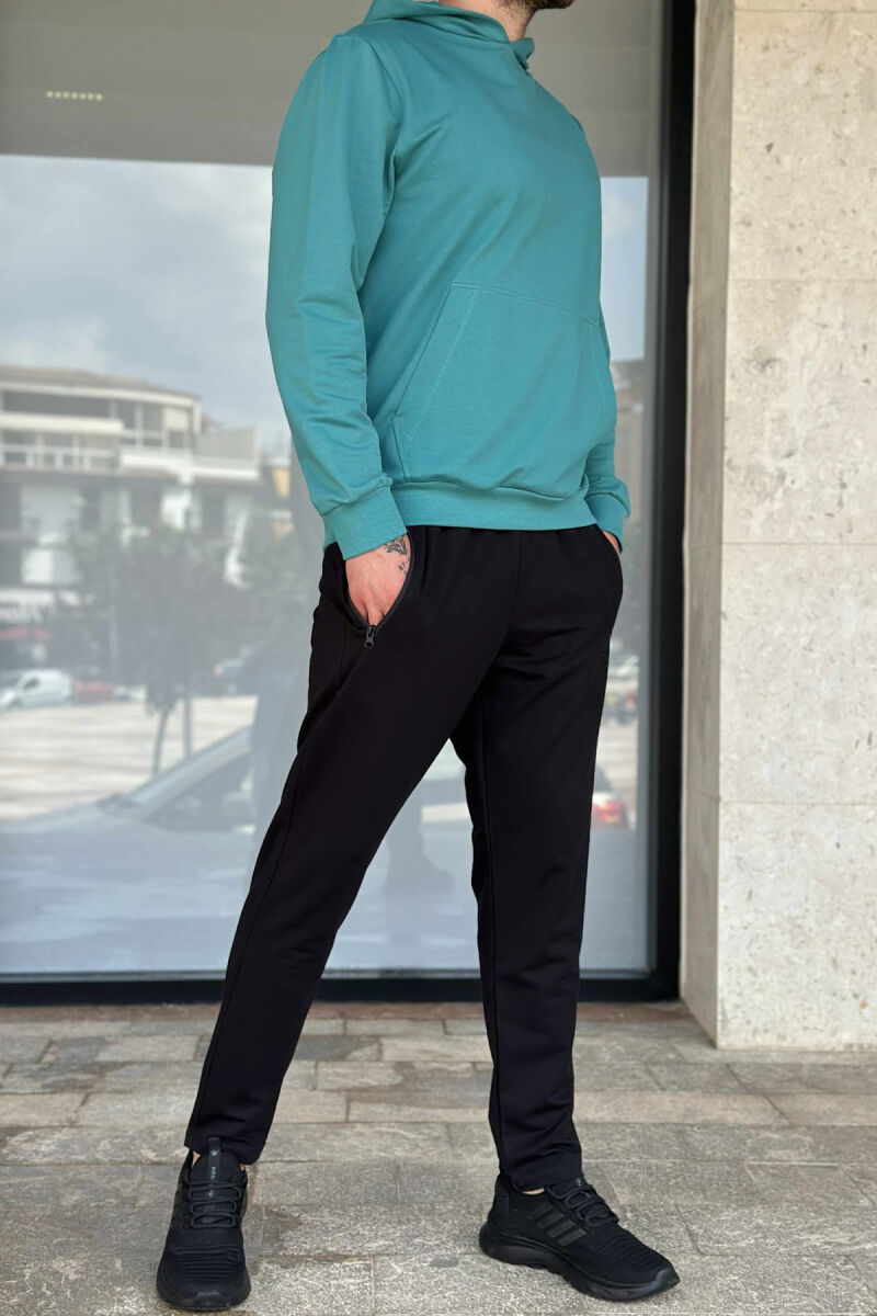 KOSTUM NJËNGJYRËSH HOODIE+TUTA PËR MESHKUJ NË NGJYRË GURKALI - 4