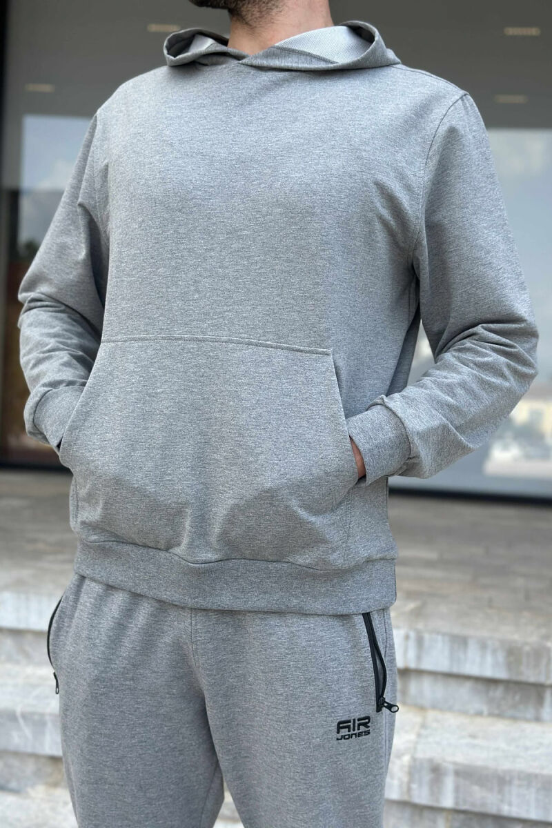 KOSTUM NJËNGJYRËSH HOODIE+TUTA PËR MESHKUJ NË NGJYRËN GRI - 3