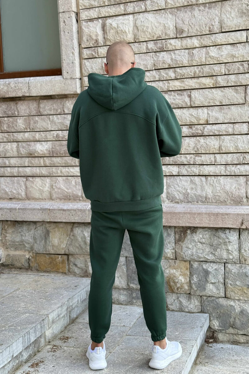 KOSTUM NJË NGJYRËSH ME PUSH HOODIE+TUTA PËR MESHKUJ NË NGJYRË JESHILE - 4