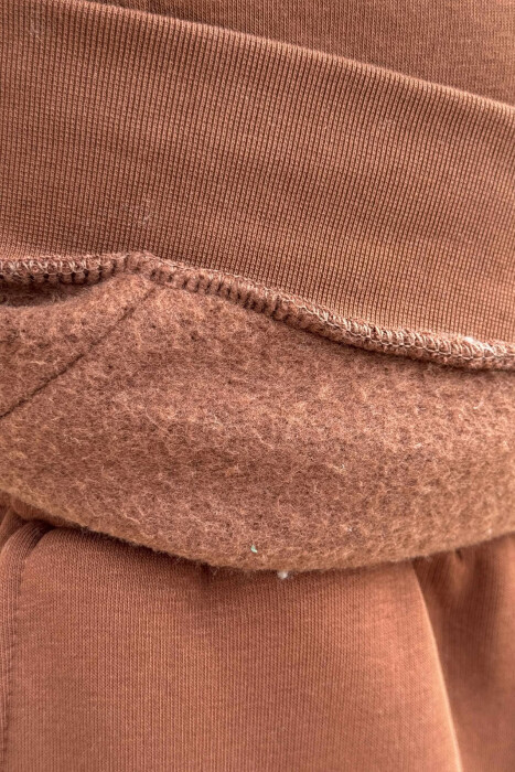 KOSTUM NJË NGJYRËSH ME PUSH HOODIE+TUTA PËR MESHKUJ NË NGJYRË KAFE - 3