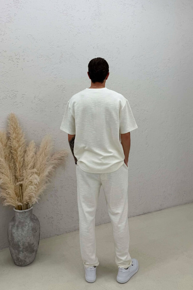 KOSTUM NJË NGJYRËSH PËR MESHKUJ T-SHIRT DHE PANTALLONA NË NGJYRË KREM - 5