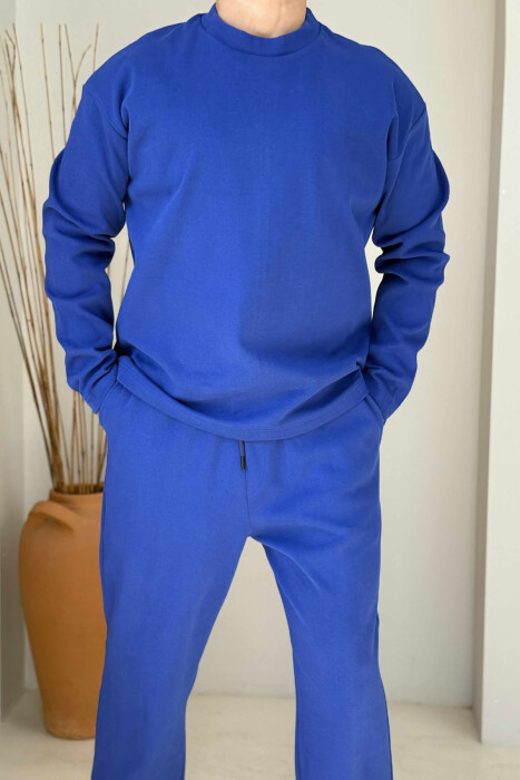 KOSTUM NJËNGJYRËSH BLUZË DHE TUTA PËR MESHKUJ NË NGJYRËN BLU - 3