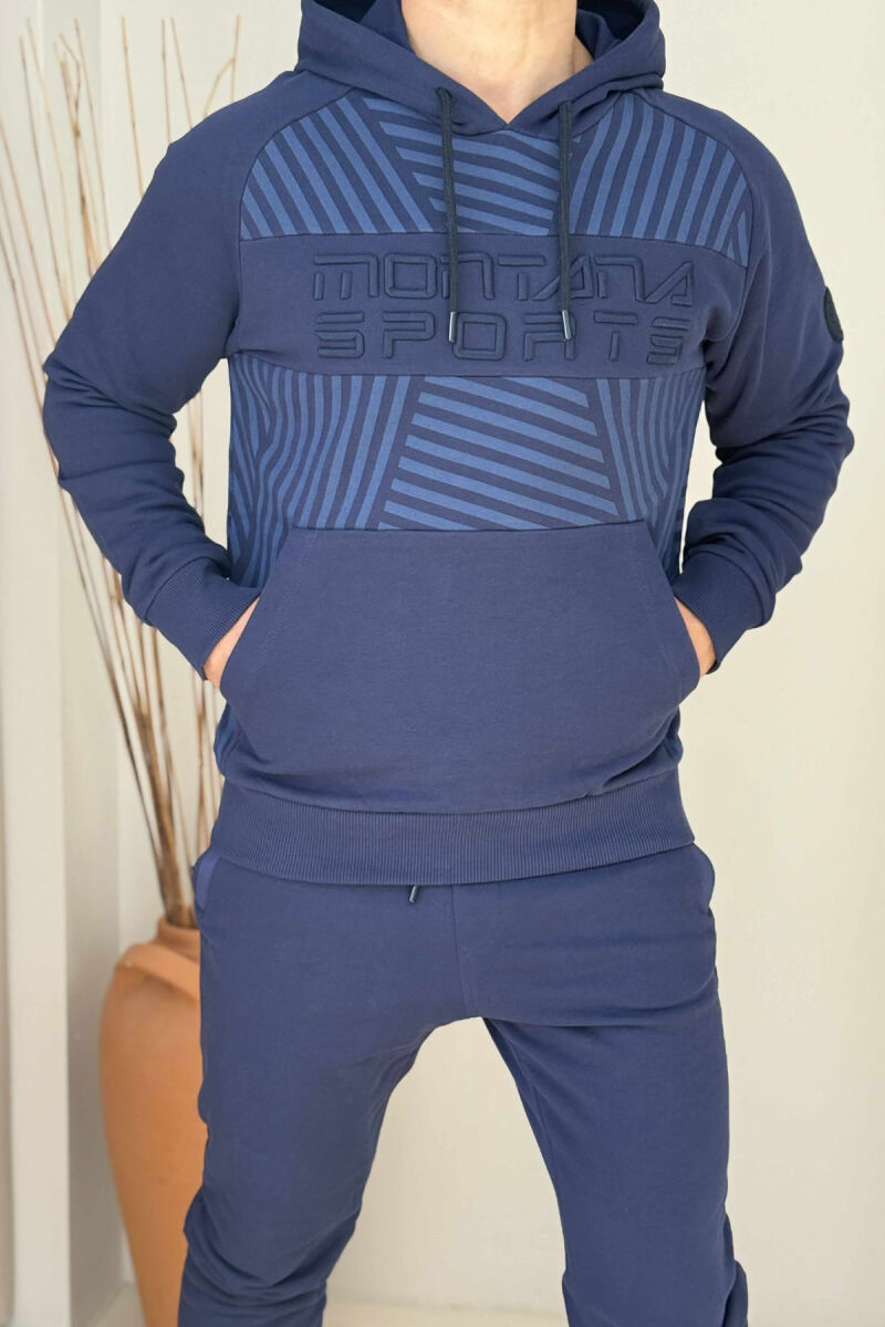 KOSTUM NJËNGJYRËSH HOODIE+TUTA PËR MESHKUJ NË NGJYRËN BLU - 3
