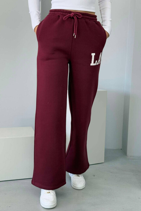 LA LOGO FLUFFY WOMEN SWEATPANTS BURGUNDY/VISHNJE 